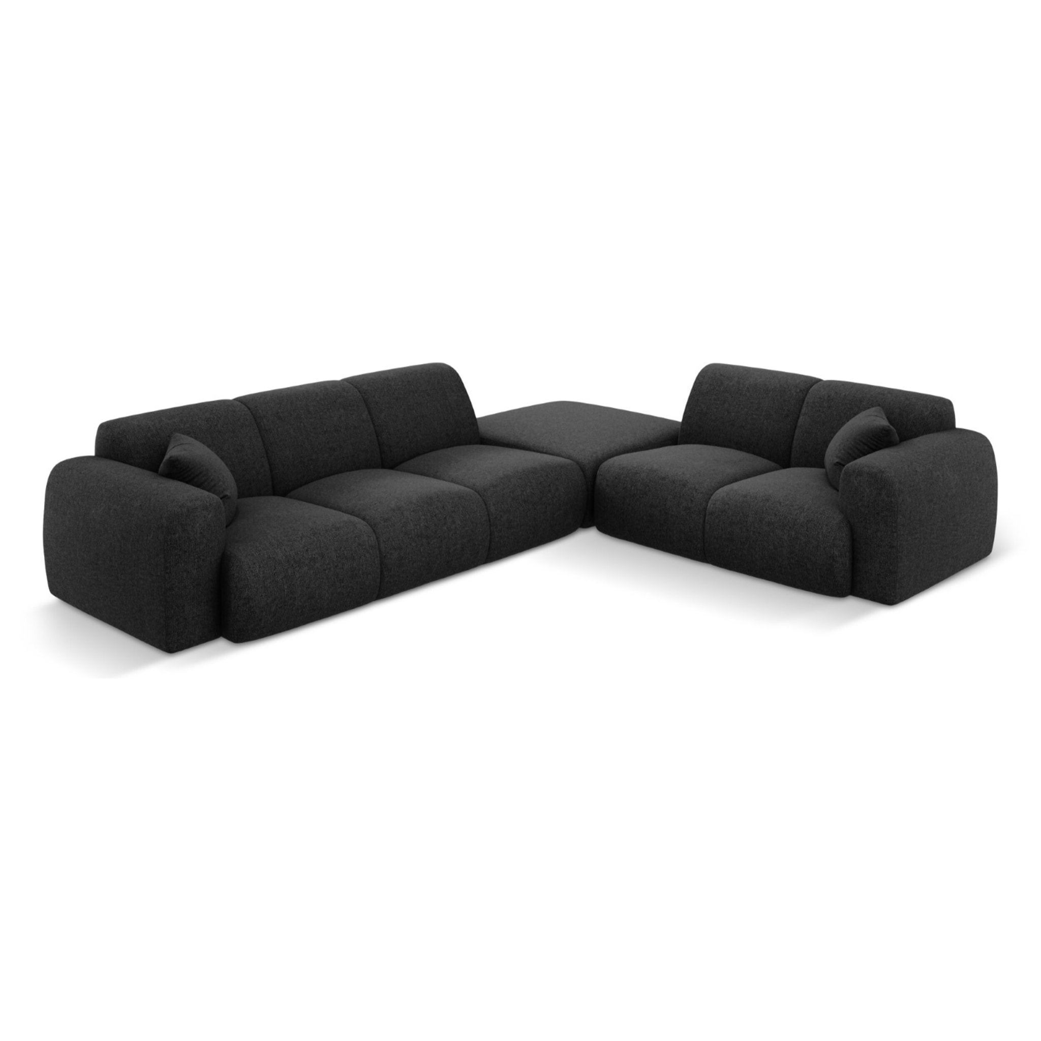 Canapé d'angle droit "Nolio" 4 places en chenille noir