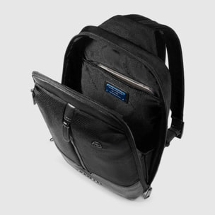 Piquadro Zaino monospalla porta iPad® in tessuto riciclato e pelle con protezione RFID
