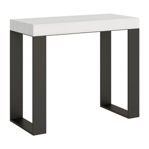 Console extensible 90x40/196 cm Tecno Small Frêne Blanc cadre Anthracite