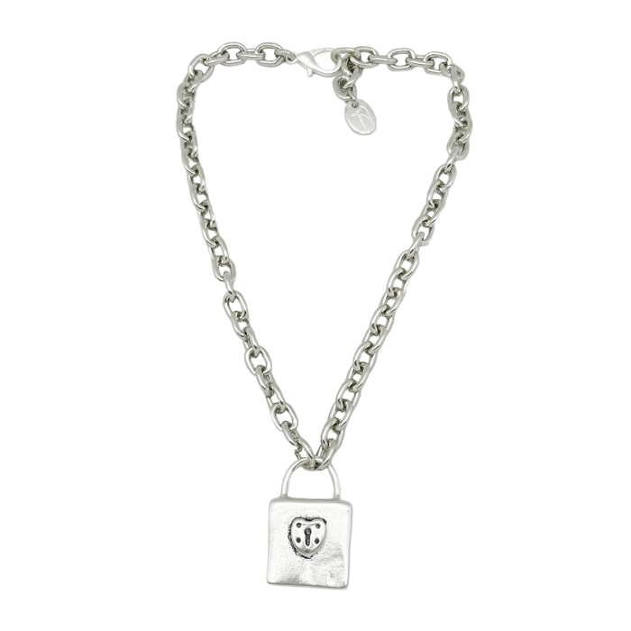 Collar candado GD en cadena ligera plata