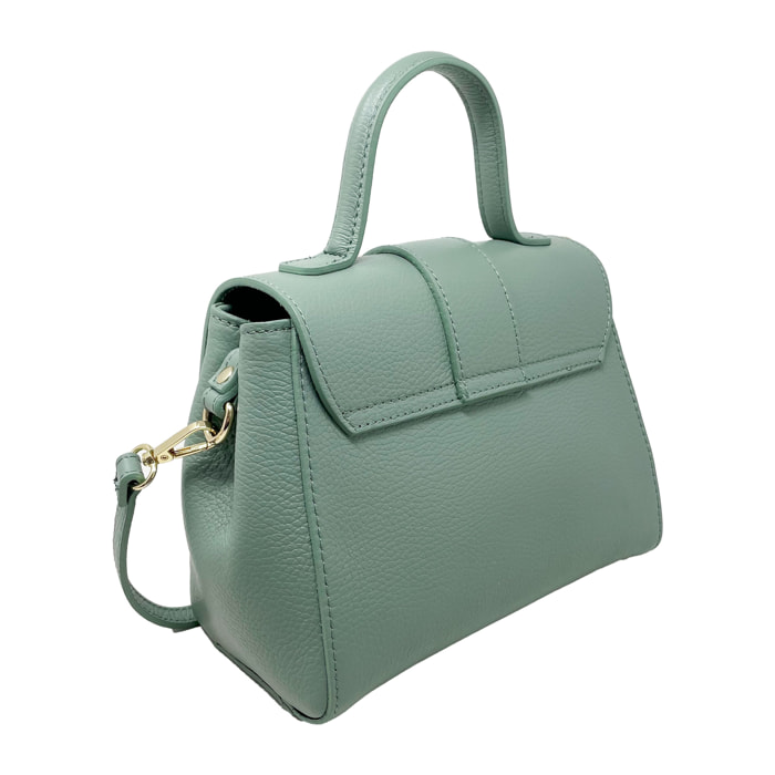 Chicca Borse - Borsa a Mano Donna in Vera Pelle - Colore Verde Chiaro