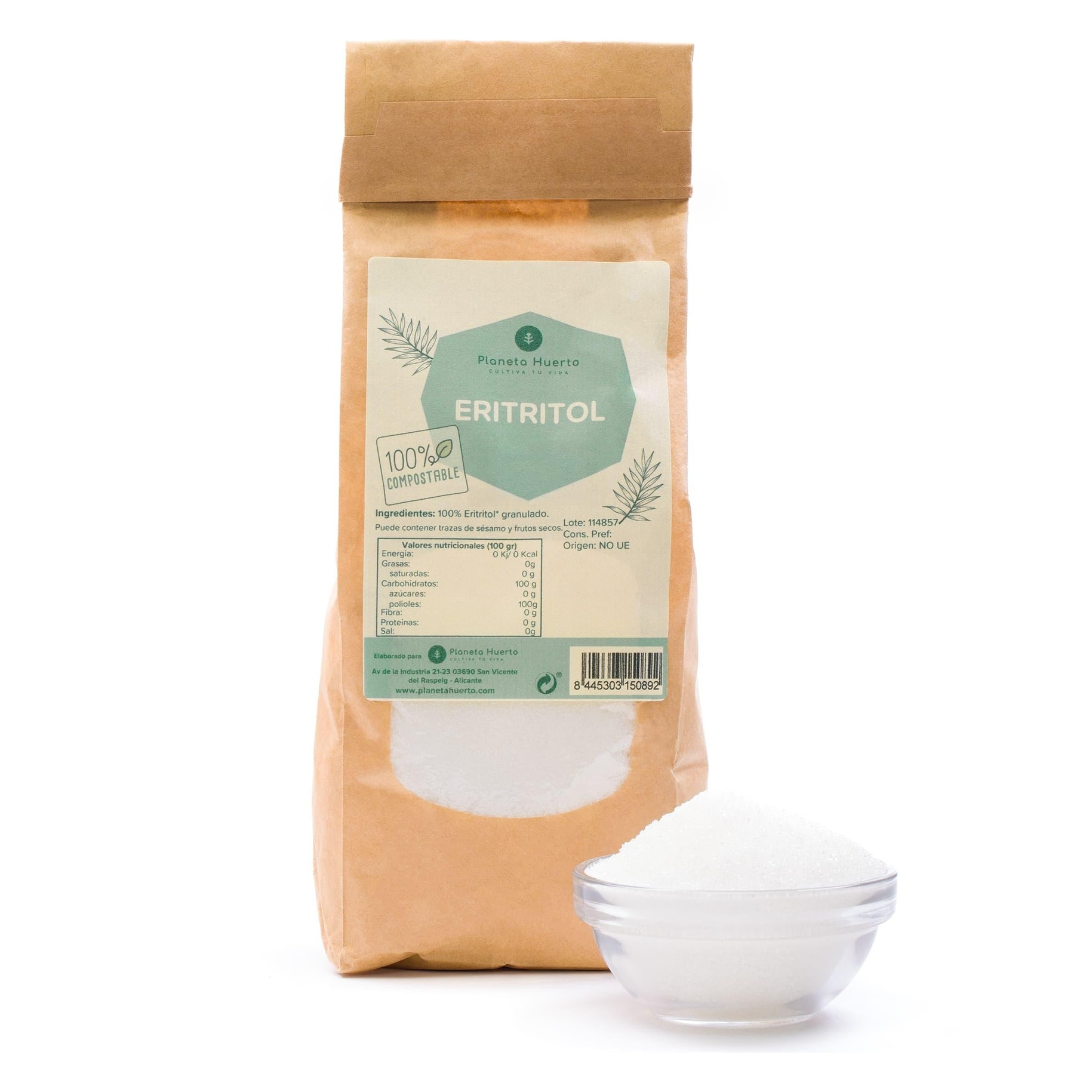 PLANETA HUERTO | Eritritol ECO 500g, Edulcorante Natural y Bajo en Calorías Ideal para Endulzar Bebidas y Recetas Saludables