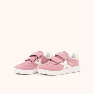 Zapatillas Infantiles Rosa Pastel con Velcro y Detalles en Blanco y Crema MUNICH MINI BARRU VCO 18