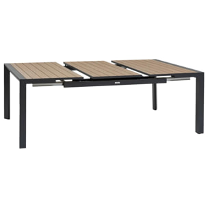 Table de jardin extensible carrée "Évasion" effet bois honey & argile 10 places lates en aluminium