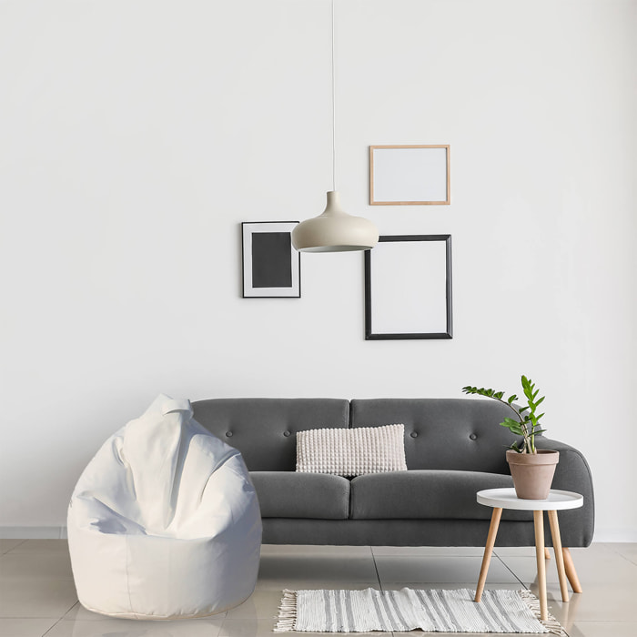 Pouf Alez, Poltrona multiuso, Poltroncina sacco, Pouf poggiapiedi, Made in Italy, 70x70 h110 cm, Bianco