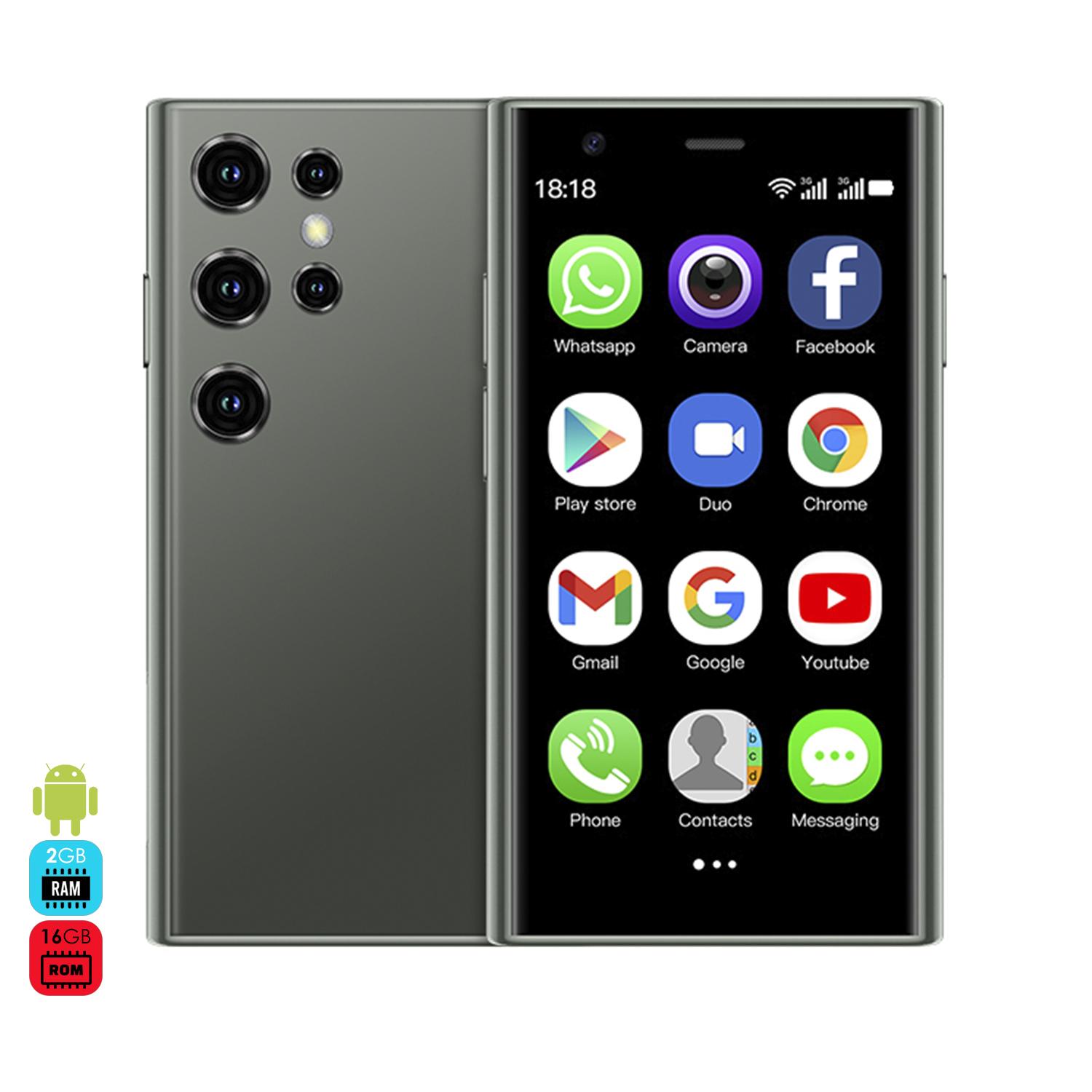 DAM Mini smartphone S23 pro 3G, Android 8.1, 2GB RAM + 16GB. Pantalla 3''.Doble tarjeta SIM. 4,5x1,2x10,2 Cm. Color: Verde Oscuro