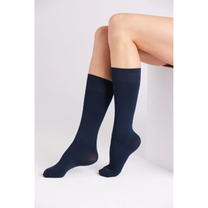 Confezione da 2 calze lunghe con polsino antipressione, 70 denari, blu navy