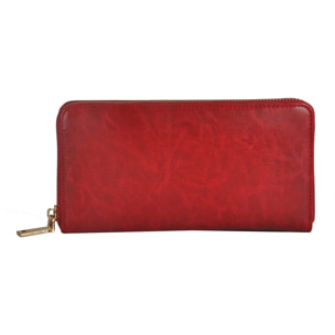 Portafogli Donna colore Rosso-in pelle Made in Italy L20 cm X W10 cm X H2 cmcm