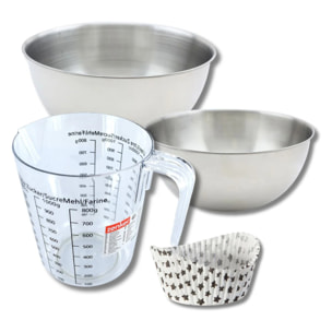 Set pâtisserie avec 50 moules à muffins étoiles en papier, 2 bols à mixer, verre mesureur et spatule Zenker