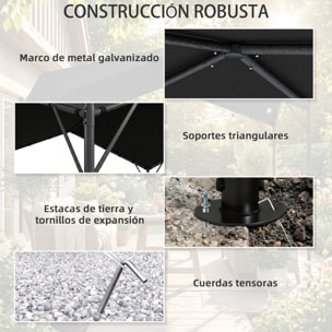 Pérgola de Jardín 3x3 m, Cenador de Jardín con Techo Inclinado, Dosel UPF30+ y Estructura de Metal Galvanizado, Pabellón para Exterior, Patio, Terraza, Gris Oscuro