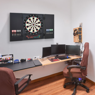 Cible jeu de fléchettes électronique refermable 27 jeux 202 variations jusqu'à 8 joueurs affichage LED haut-parleur noir