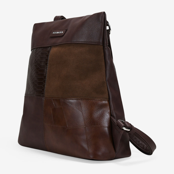 Mochila antirrobo marrón con cremallera