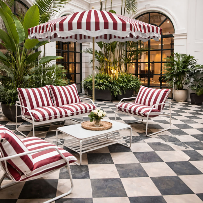 Salon de jardin 4 places en acier et tissu coquelicot LUIGI