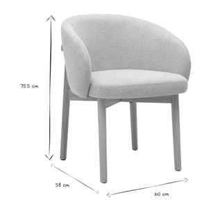 Chaises en tissu effet velours texturé beige et bois clair (lot de 2) TORVI