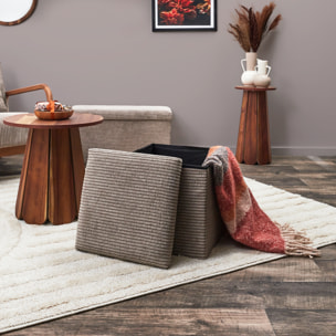 Coffre Pouf Pliable Cotele Scott Taupe