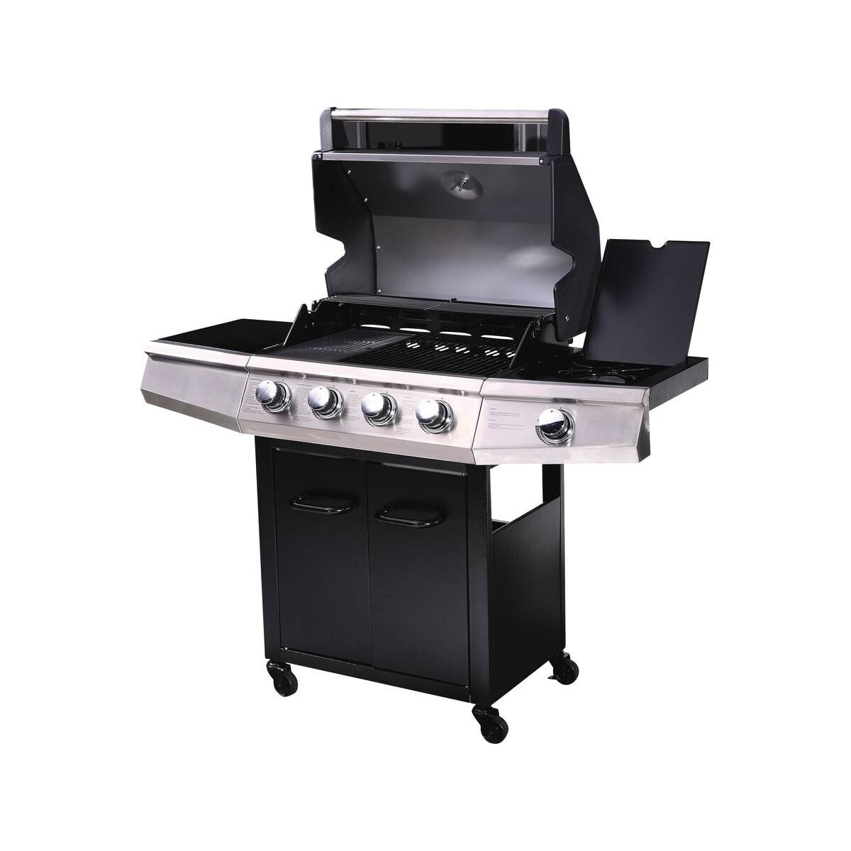 Barbecue gaz "Bingo 5" - 5 Brûleurs dont 1 latéral - 15.2kW + Housse protection - Noir