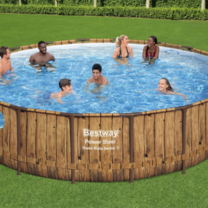 Bestway Piscine hors sol tubulaire ronde Bestway Power Steel Swim Vista 549 x 122 cm décor bois