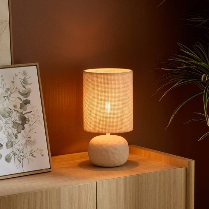 Lampe Obine cylindrique H.35,5cm beige