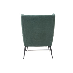 Fauteuil design en tissu effet velours texturé vert et métal noir COME