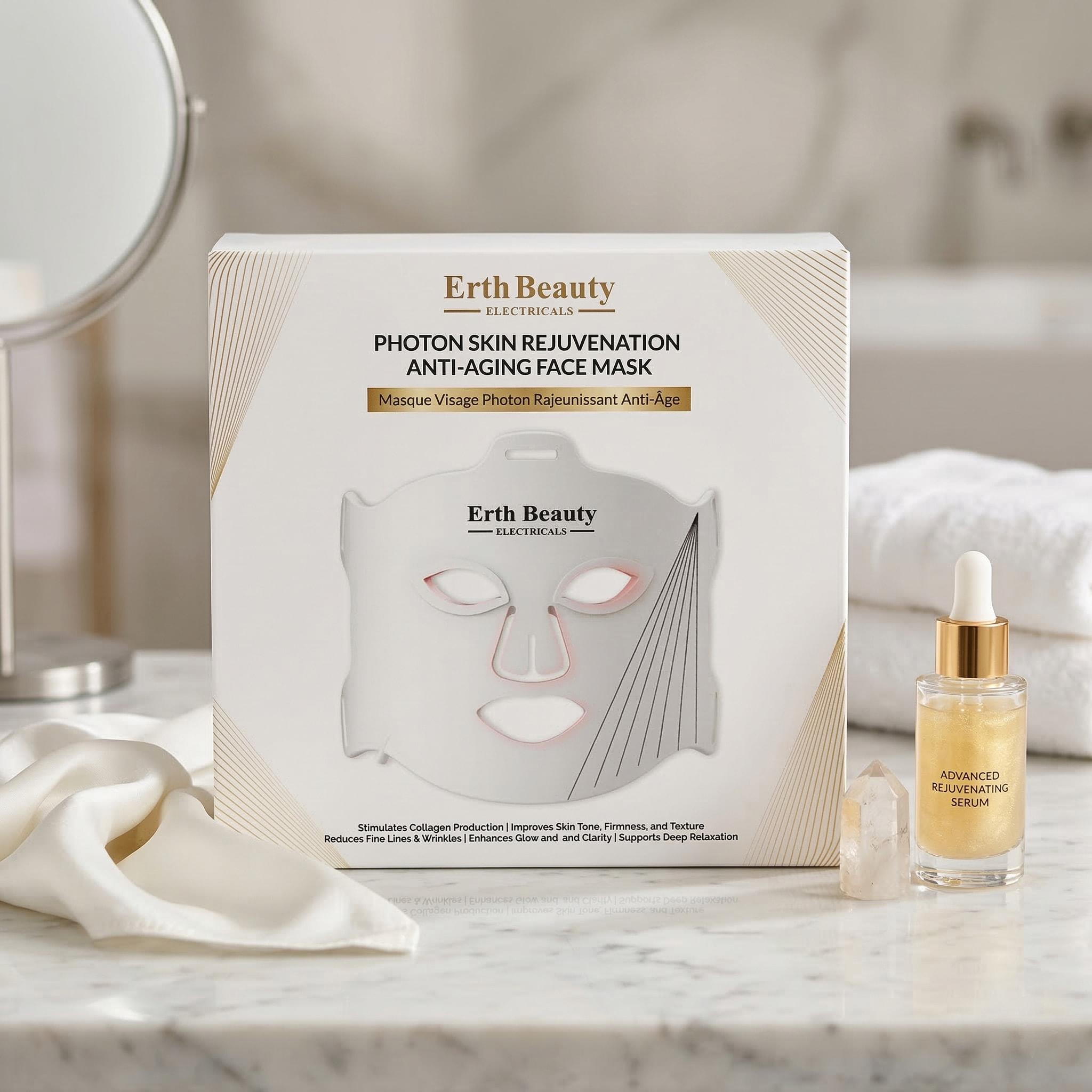 Mascarilla facial antienvejecimiento rejuvenecedora de la piel con fotones