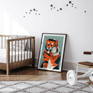 Affiche enfant mon tigre et moi  Affiche sous cadre noir