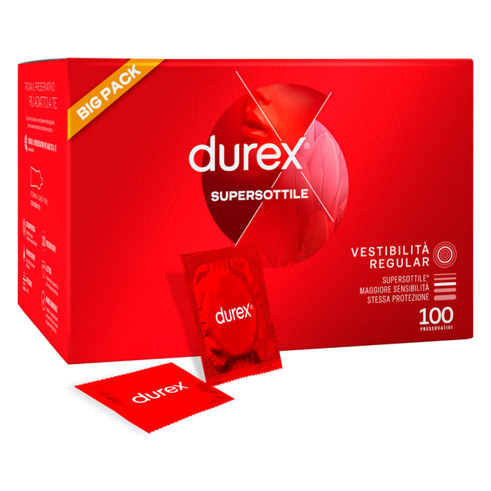Preservativi Supersottile Alta Sensibilità con Forma Easy On - Box da 100 Profilattici