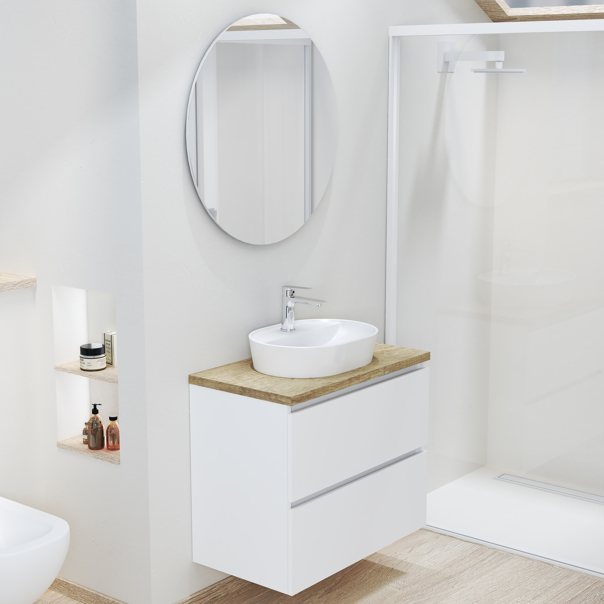 Conjunto mueble de baño NORDIK Alday, 80cm, Blanco Mate