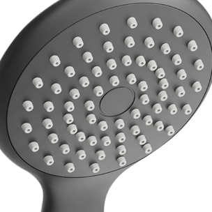 Pommeau de douche Vicente Noir matt Ø 80 mm avec support mural et flexible 150 cm