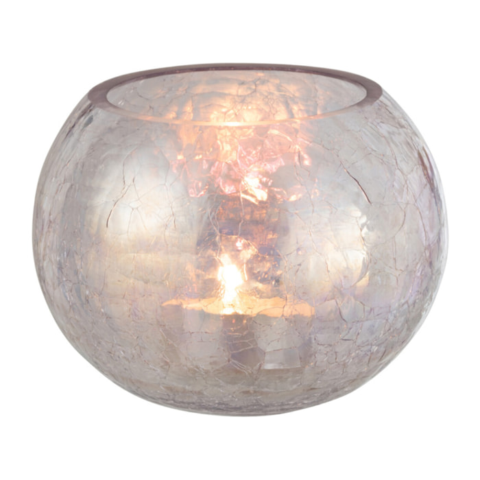 J-Line Photophore Boule Craquele Verre Effet Nacre Mauve Medium