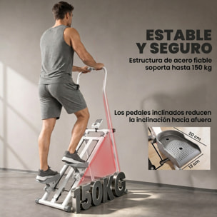SPORTNOW Stepper de Escalera Plegable con 3 Niveles de Resistencia, Escaladora Vertical con Manillar Ajustable, Máquina de Subir Escaleras con Monitor LCD y Soporte para Móvil, Carga 150 kg para Casa