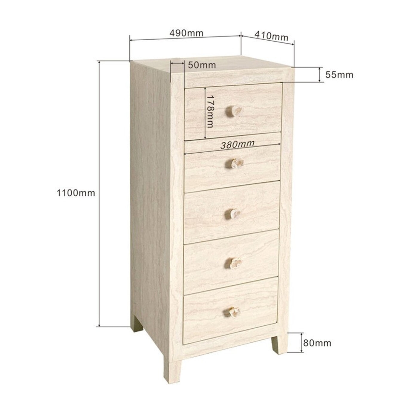 Chiffonnier Travertino 5 tiroirs Kare Design