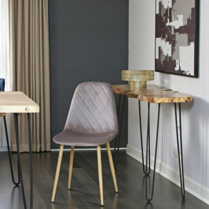 Chaise capitonnée velours gris taupe HAWAI (lot de 2)