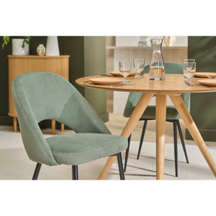 Chaises vintage en tissu velours côtelé vert kaki et métal noir (lot de 2) COSETTE