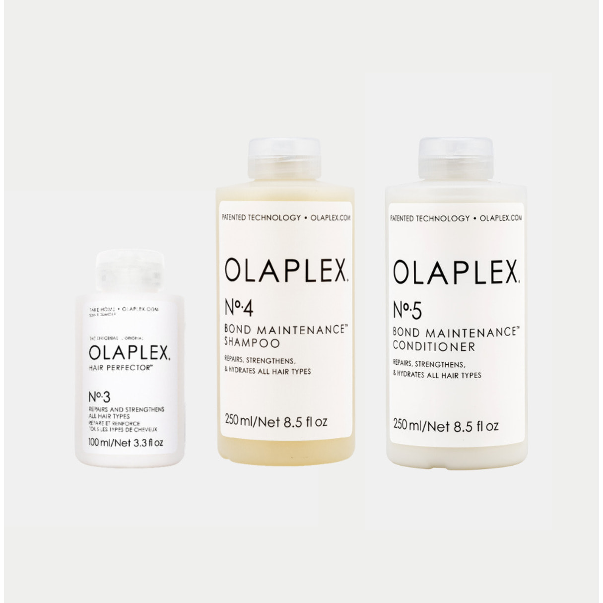 OLAPLEX Kit N°3 Hair Perfector 100ml + N°4 Bond Maintenance Shampoo 250ml + N°5 Bond Maintenance Conditioner 250ml
