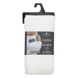 Drap-housse - percale - blanc - 180x200 cm