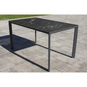 MEET - Table de jardin 6 places en aluminium laqué et peinture Epoxy noire