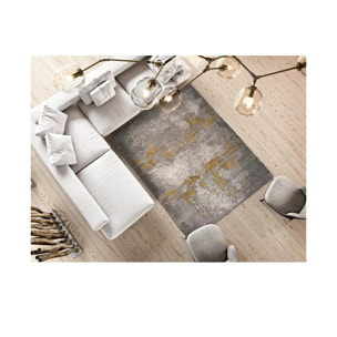 MESINA Alfombra abstracta de pelo corto mostaza, varias medidas disponibles.