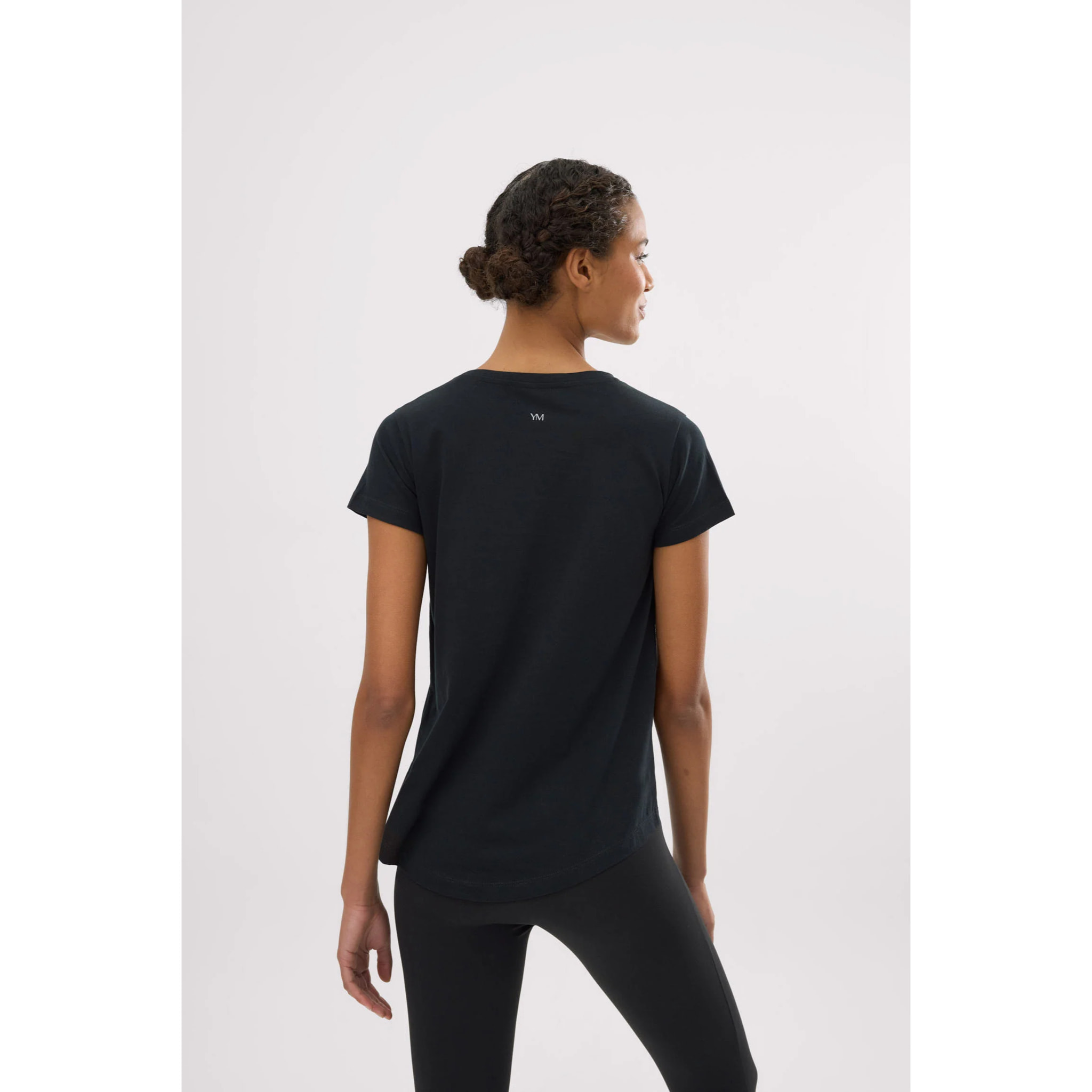 T-shirt basico in cotone stile sportivo nero