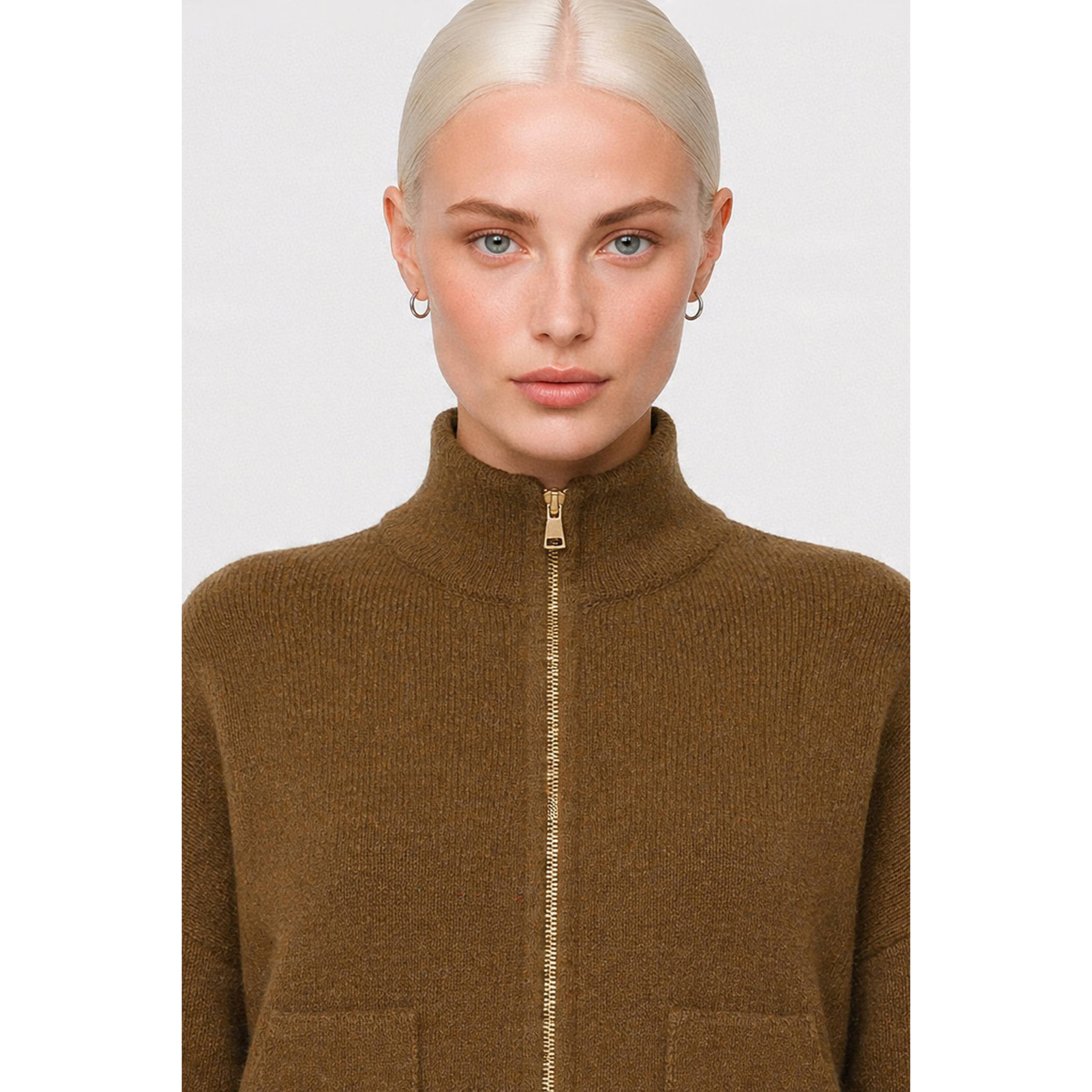 Kocca - Cappotto in maglia da donna in lana e alpaca con zip Donna