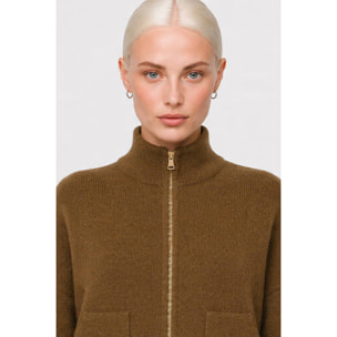 Kocca - Cappotto in maglia da donna in lana e alpaca con zip Donna