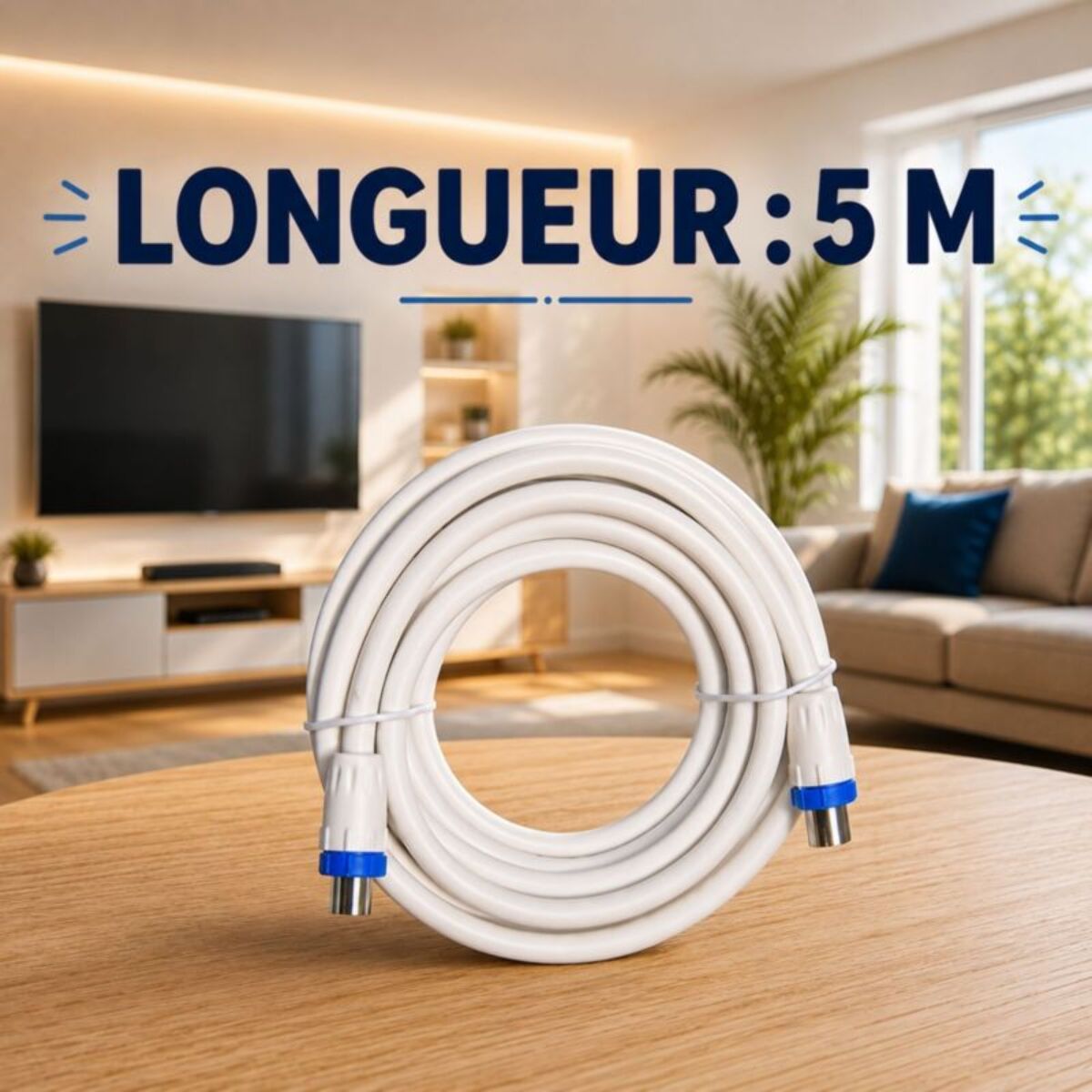 Câble antenne TV ESSENTIELB 5M - 9.5mm 3C-2V