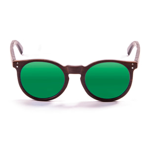 Gafas de sol OCEAN LIZARD WOOD - De brazo oscuro de bambú con montura marrón oscuro y / Revo verde