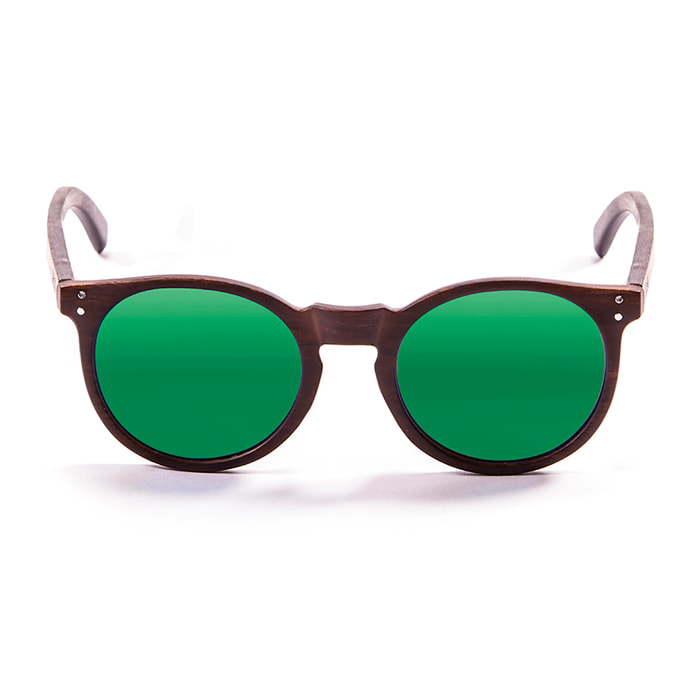 Gafas de sol OCEAN LIZARD WOOD - De brazo oscuro de bambú con montura marrón oscuro y / Revo verde