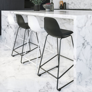 Lot de 2 chaises pour îlot central 65 cm blanches - Leni