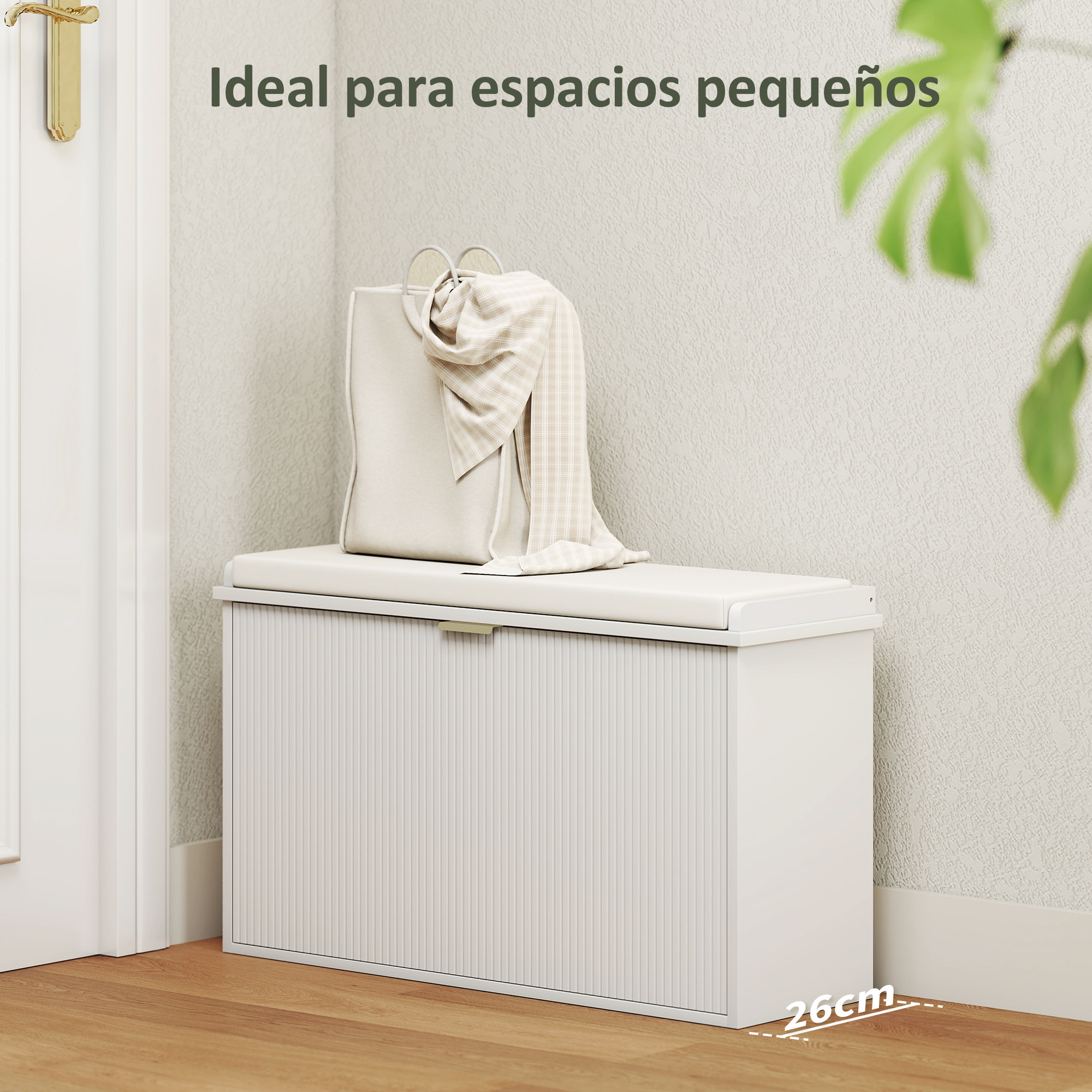 Banco Zapatero Mueble Zapatero Estrecho Banco Recibidor con Asiento Acolchado Cajón Abatible y Panel de Tablillas para 8 Pares de Zapatos para Entrada Dormitorio 80x26x47,5 cm Blanco