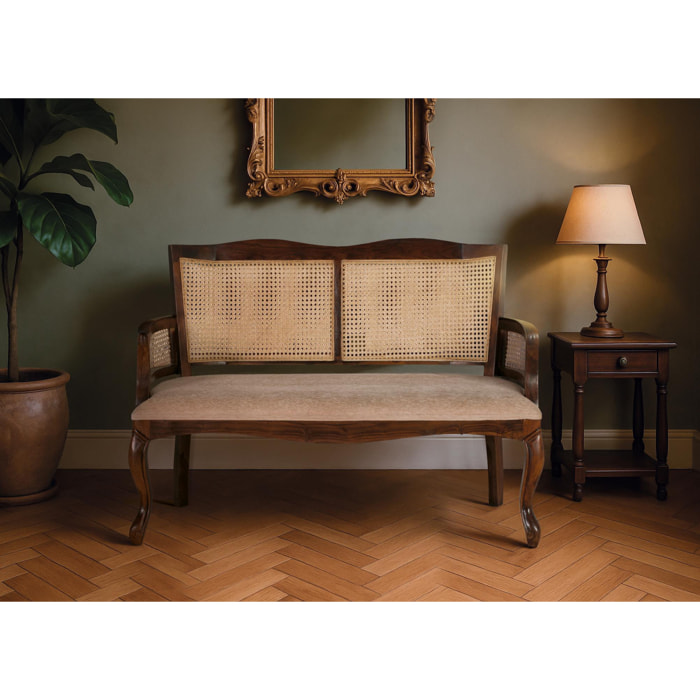Sofá de Madera de Acacia 120 Cm Estilo Rústico Vintage
