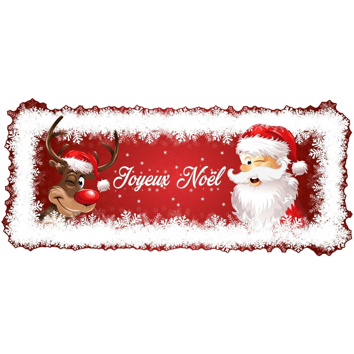 Sticker Noël Joyeux Noël renne et père Noël - Autocollants stickers adhésifs noël - décoration fêtes