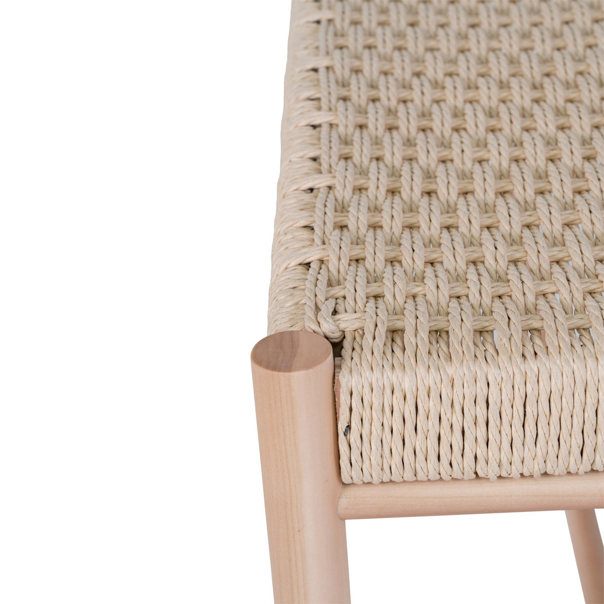 Panchina Abano con seduta in vimini naturale e struttura in pioppo, 80 cm
