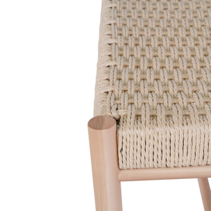 Panchina Abano con seduta in vimini naturale e struttura in pioppo, 80 cm