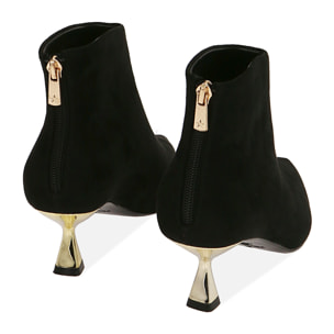 Ankle boots neri in microfibra, tacco 5,5 cm